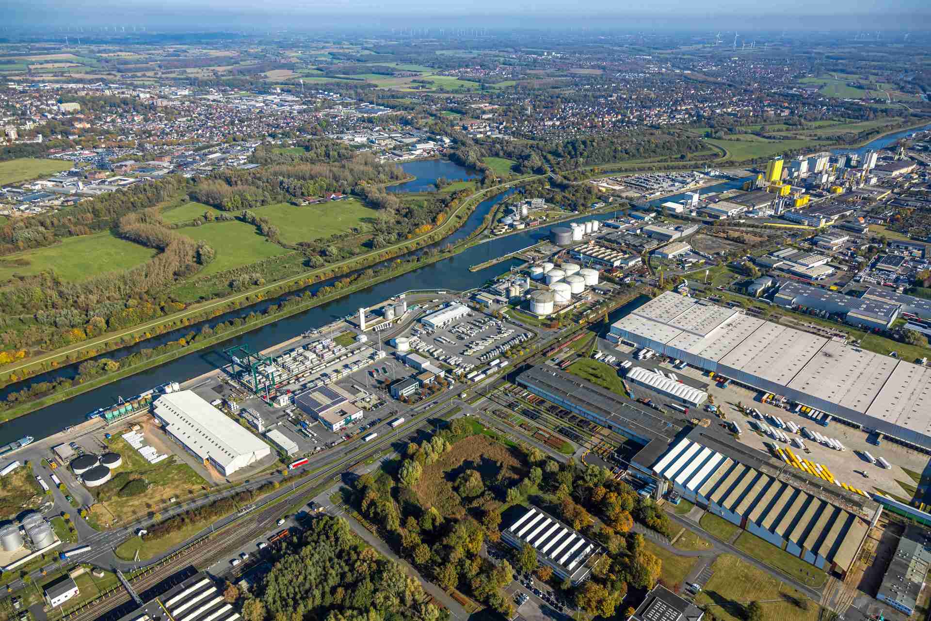 Luftbild des Hammer Hafens